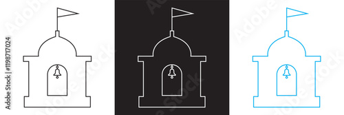 Indian temple Line Icon.  isolated on white and black background. vector illustration. EPS 10 