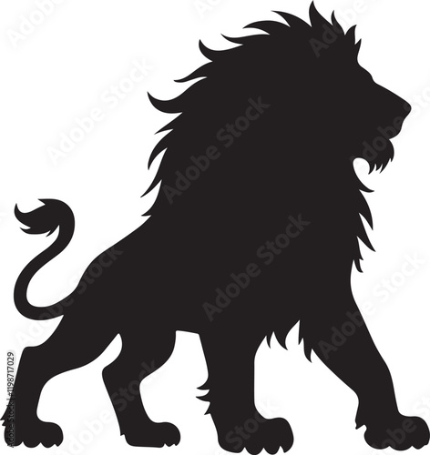 Majestic Lion Vector Silhouette: Wild Mammal Illustration for Wildlife Themes. lion vector illustration photo