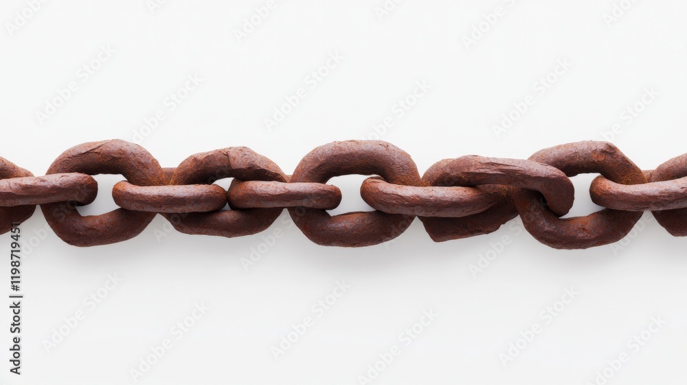 Fototapeta premium rusty metal chain links isolated on white background