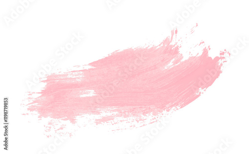 Hand drawn pink brush stroke isolated on transparent background.