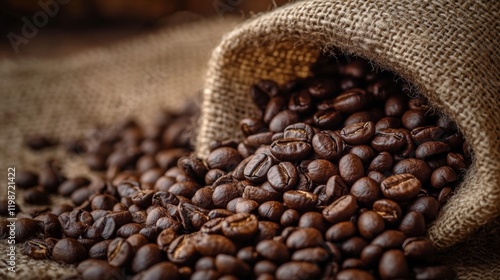 Coffee Beans Spilling From a Burlap Sack