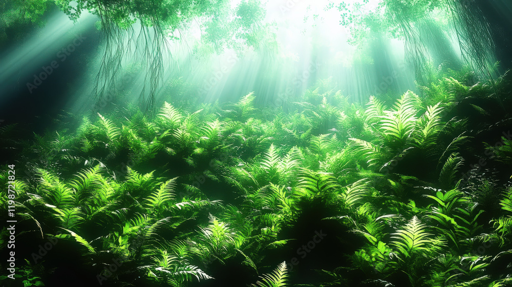 The sun shines on the tropical rainforest The sun shines on the tropical rainforest