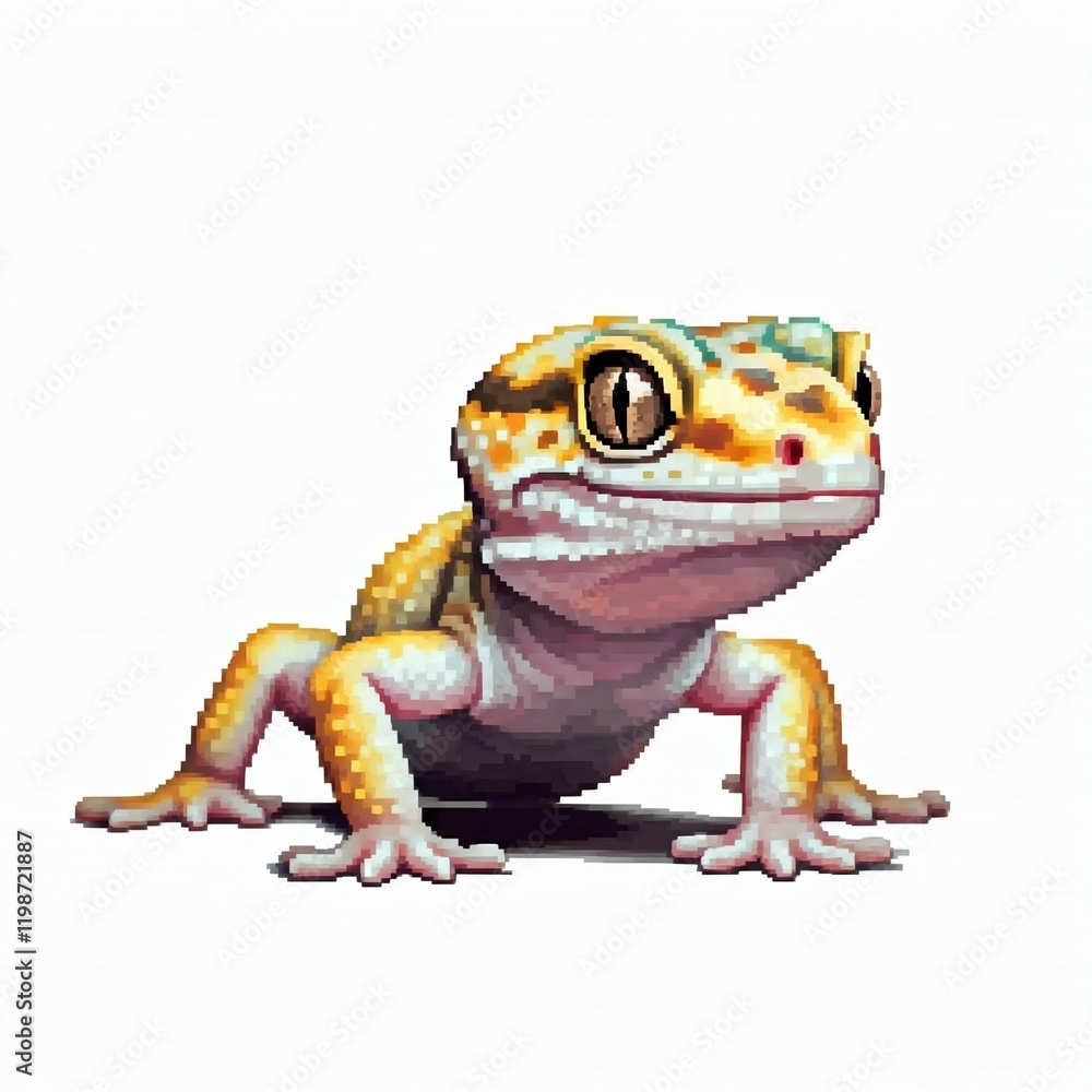 A gecko in side view, pixel art. A gecko in side view, pixel art.