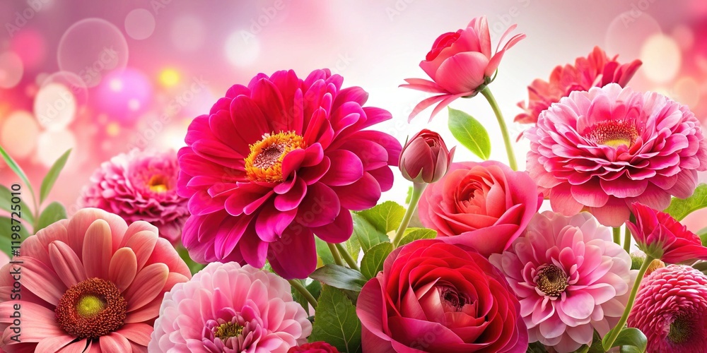 Fototapeta premium Stunning Pink & Red Flowers: High-Resolution Floral Photography