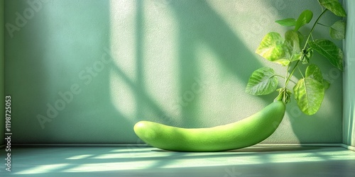Lagenaria siceraria:  A Still Life of a Calabash Gourd in Soft Sunlight