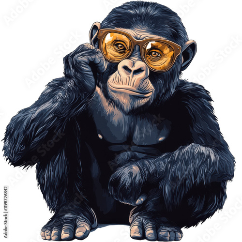 Gorilla Portrait Studio on transparent background. photo