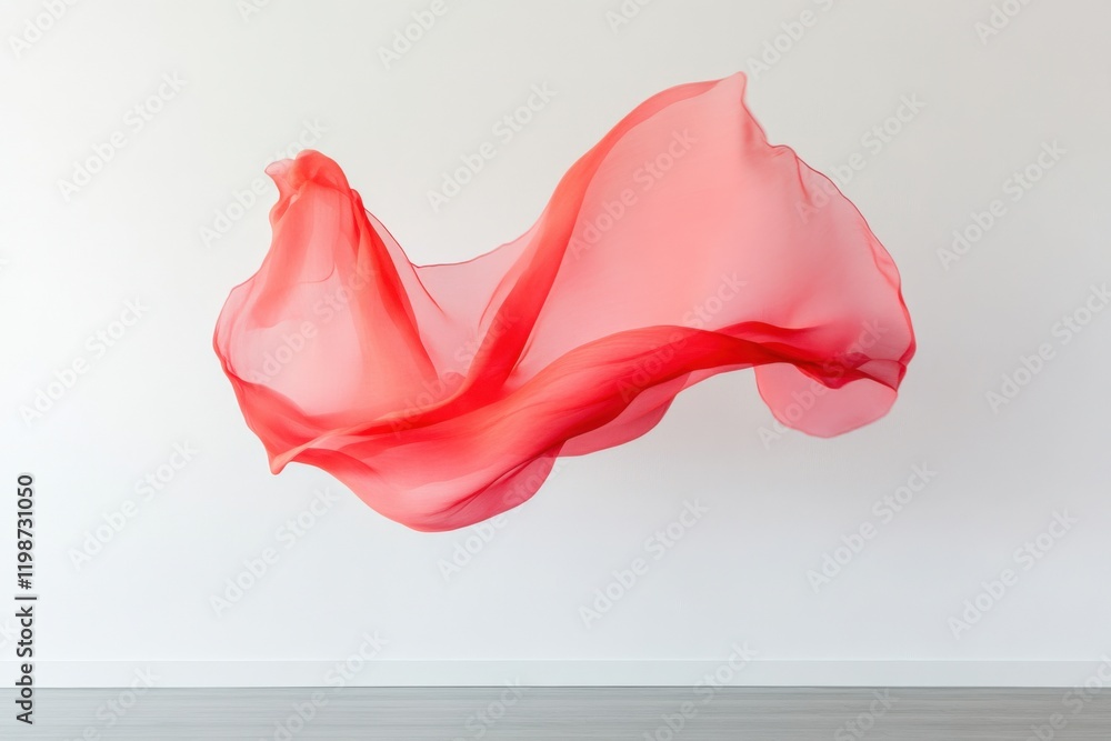 flowing red fabric against a white wall