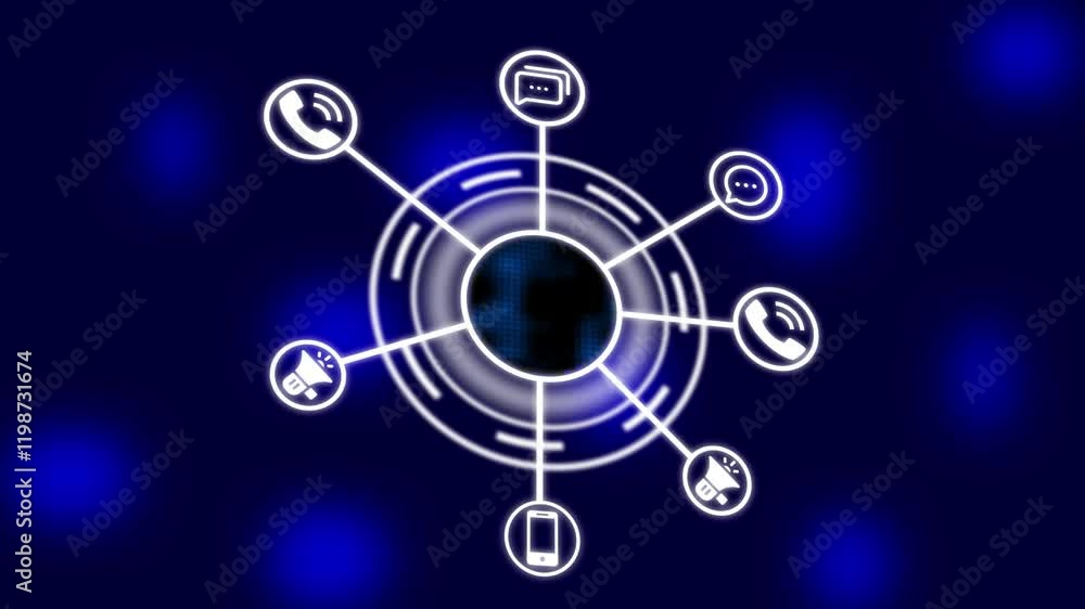 Technology Communication icon isolated.Calling icon , contact and message icon animation .