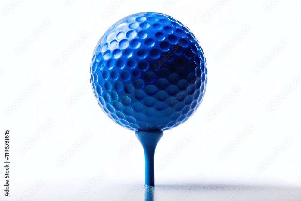 Silhouette of Blue Golf Ball on Tee, Isolated White Background - Stock Photo Silhouette of Blue Golf Ball on Tee, Isolated White Background - Stock Photo