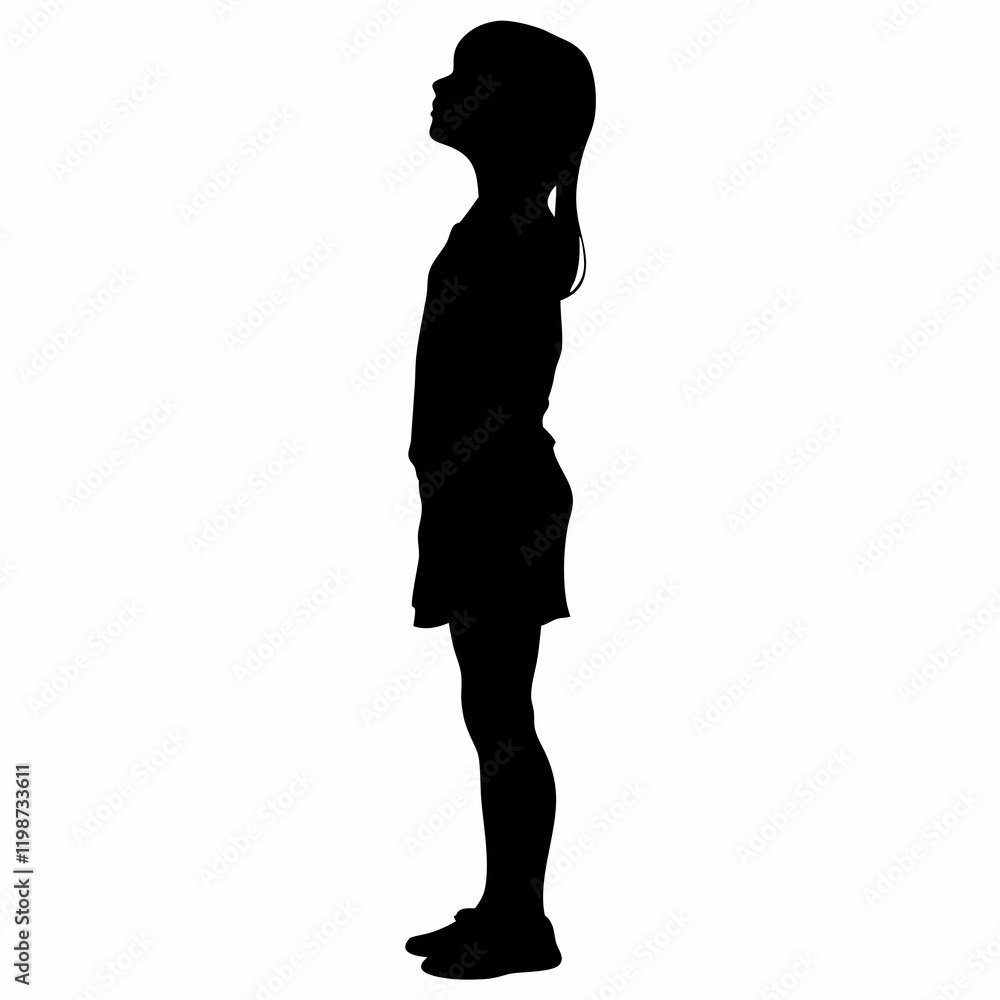 Fototapeta premium a girl standing pose vector silhouette, isolated white background