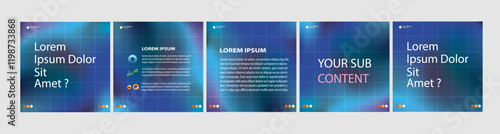 Vector illustration carousel mockup or social media template blue gradient 