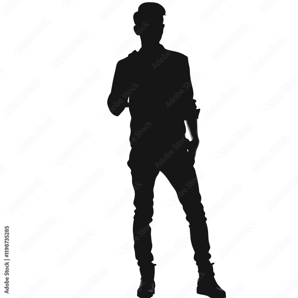 a person standing pose vector silhouette, isolated white background a person standing pose vector silhouette, isolated white background
