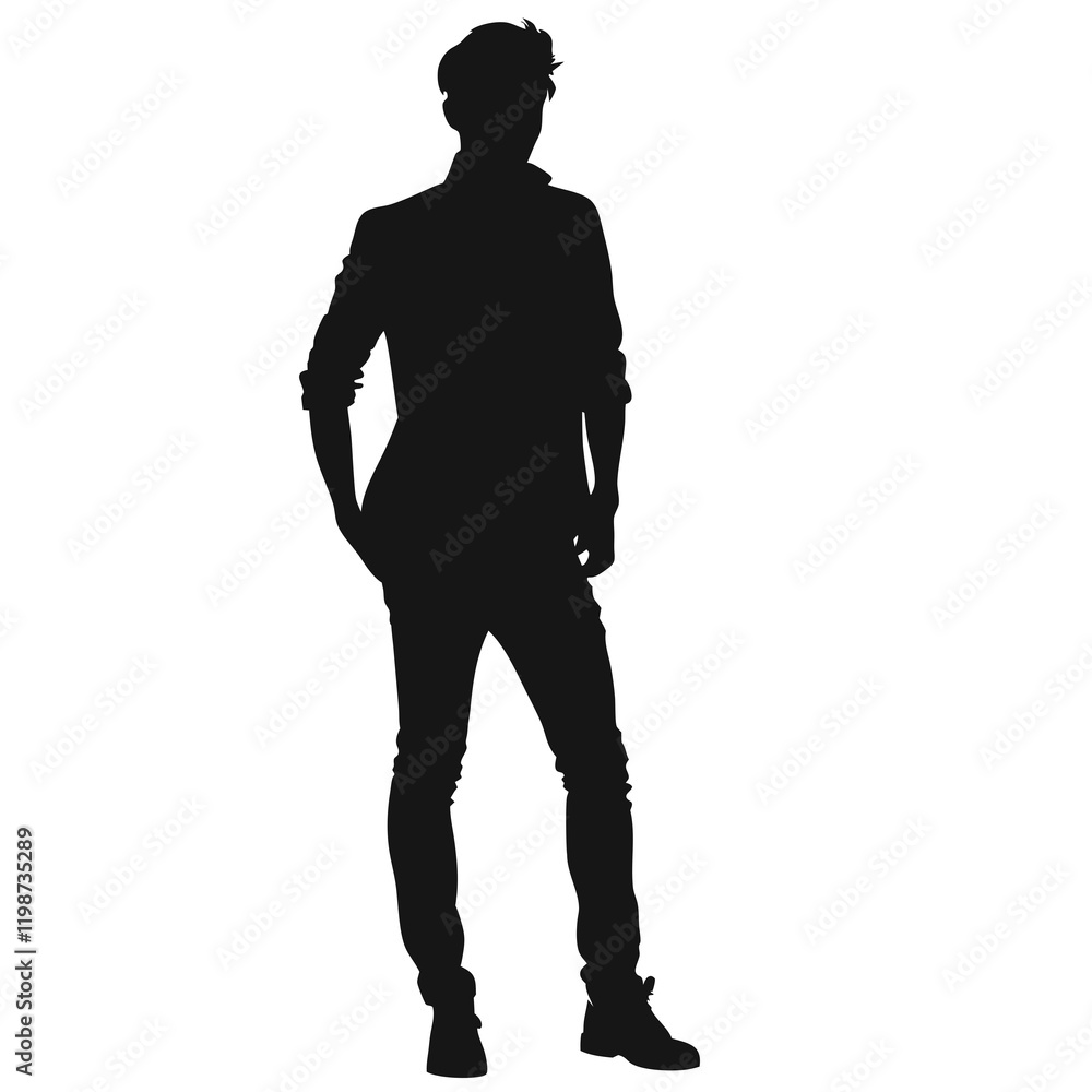 a person standing pose vector silhouette, isolated white background a person standing pose vector silhouette, isolated white background