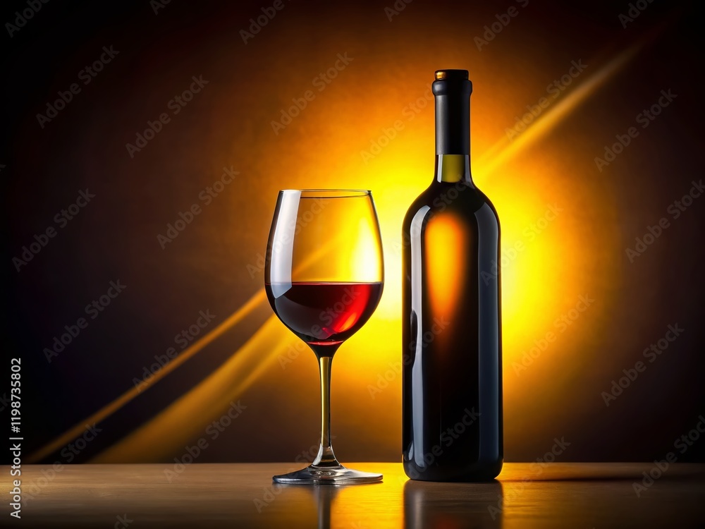 Silhouette of Wine Bottle and Glass - Elegant Backlit Drink Photography Silhouette of Wine Bottle and Glass - Elegant Backlit Drink Photography
