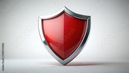 Free Download Red Glossy Shield with Silver Border - Minimalist Stock Photo - GFXLoad