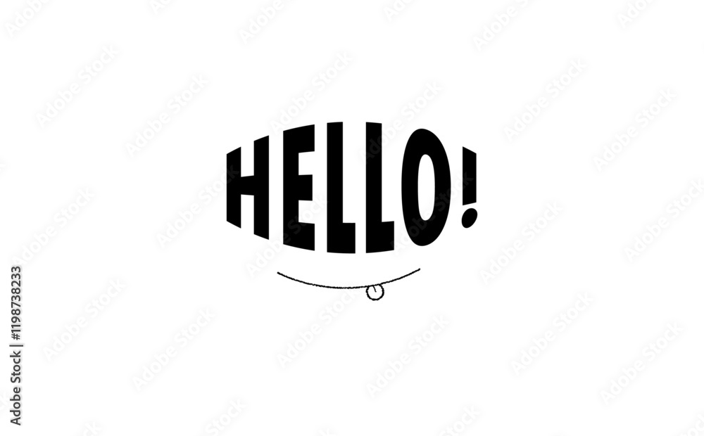 Obraz premium 舌を出した手書き風のイラストがかわいい、HELLO（ハロー）のシンプルなロゴマーク