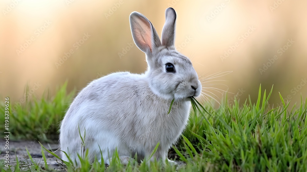 Adorable Grey Rabbit in a Lush Meadow Adorable Grey Rabbit in a Lush Meadow