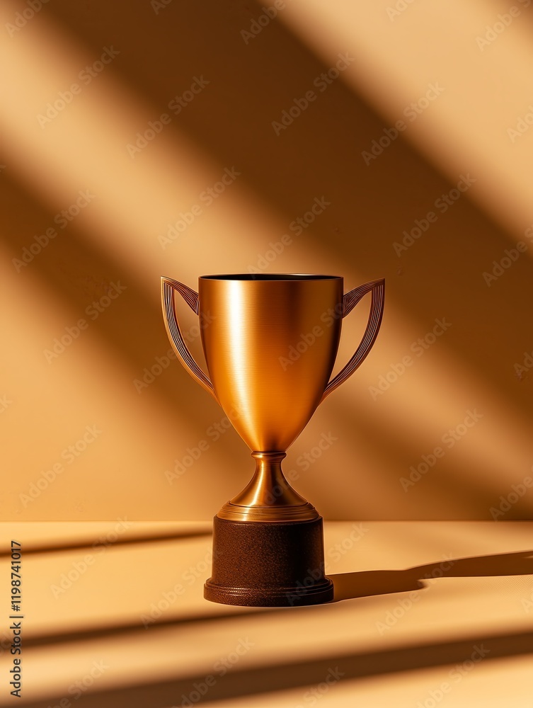 A golden trophy on a minimalistic background, symbolizing achievement and success. A golden trophy on a minimalistic background, symbolizing achievement and success.