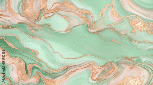 Elegant Pastel Green Marble with Rose Gold Pattern for Stylish Background or Design Use