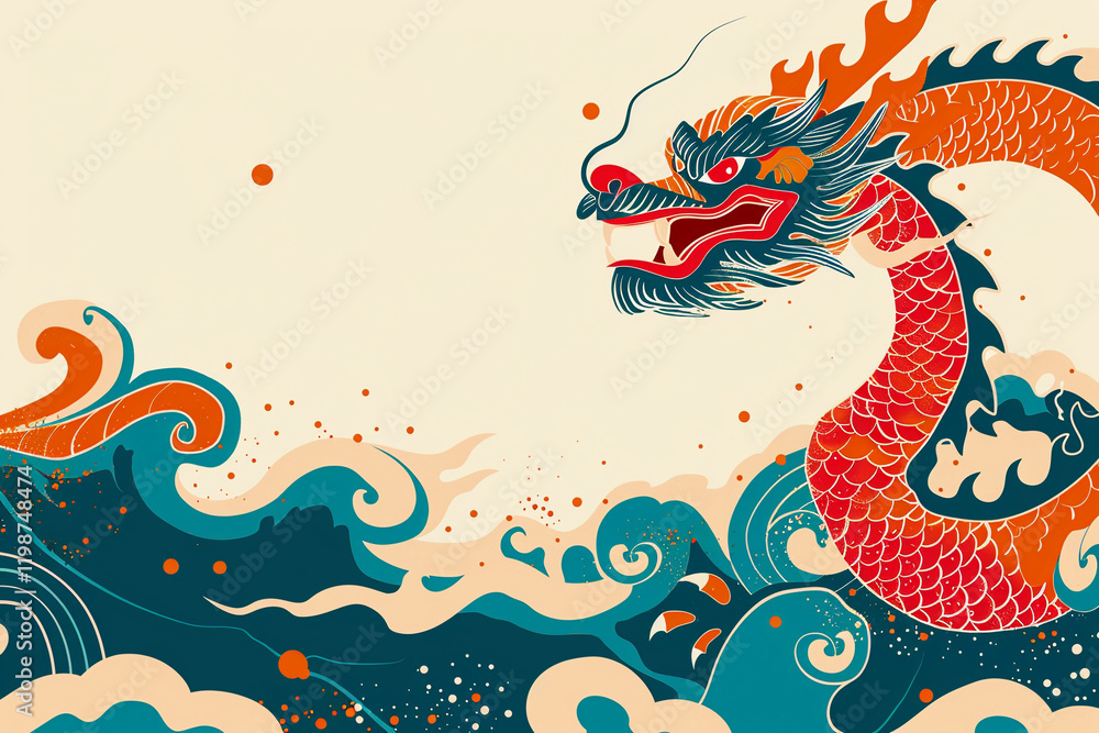 Obraz premium Beautiful holiday composition for happy celebrate chinese dragon boat festival, abstract vivid composition consists of fictional unreal fantastic vision on background