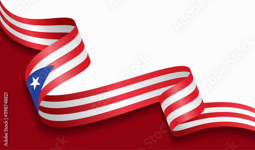 Puerto Rican flag wavy abstract background. Vector illustration.