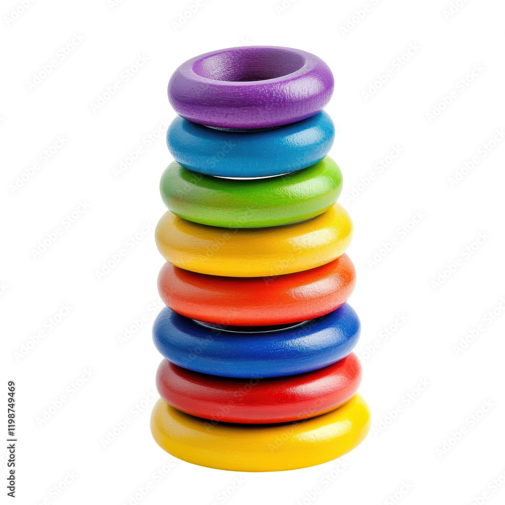 Rainbow Stacking Rings on transparent background. Rainbow Stacking Rings on transparent background.
