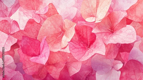 Wallpaper Mural Illustration of blossom pink bougainvillea paper flower . Watercolor painting retouch.  Torontodigital.ca