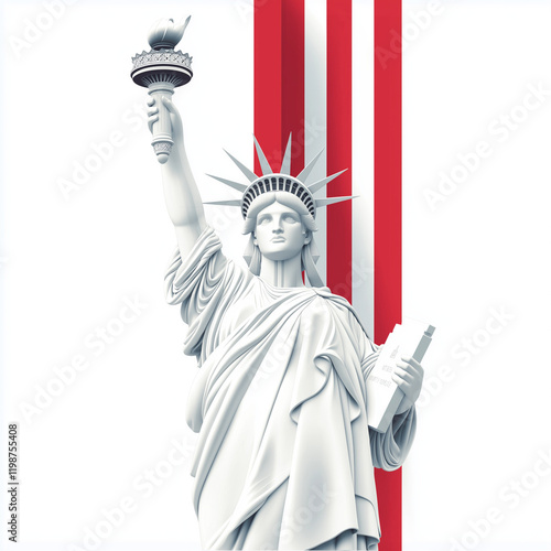A statue of a woman holding a torch and a book