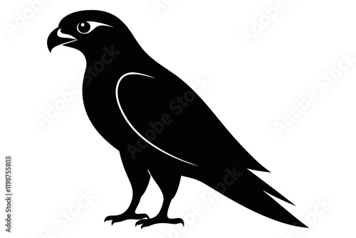 Peregrine Falcon bird silhouette black vector art illustration.