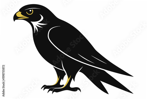 Peregrine Falcon bird silhouette black vector art illustration. photo