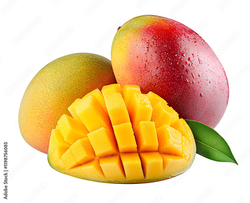 Sliced mango segments png isolated on transparent background Sliced mango segments png isolated on transparent background