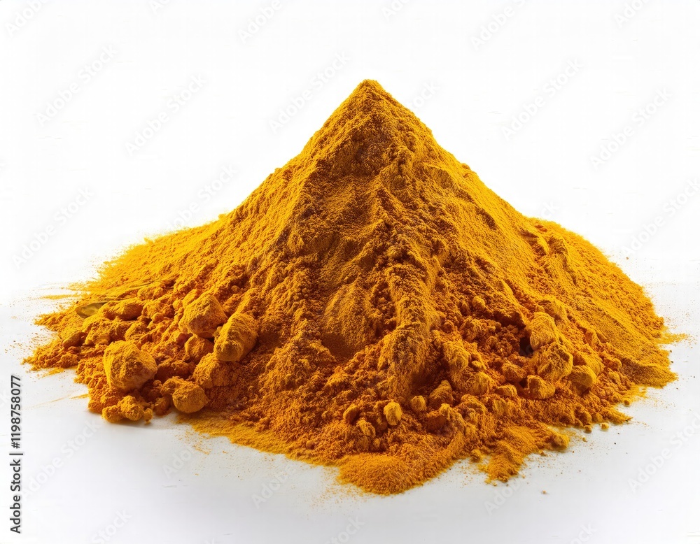 Turmeric powder, Turmeric should be ground or dry powder on a white isolated