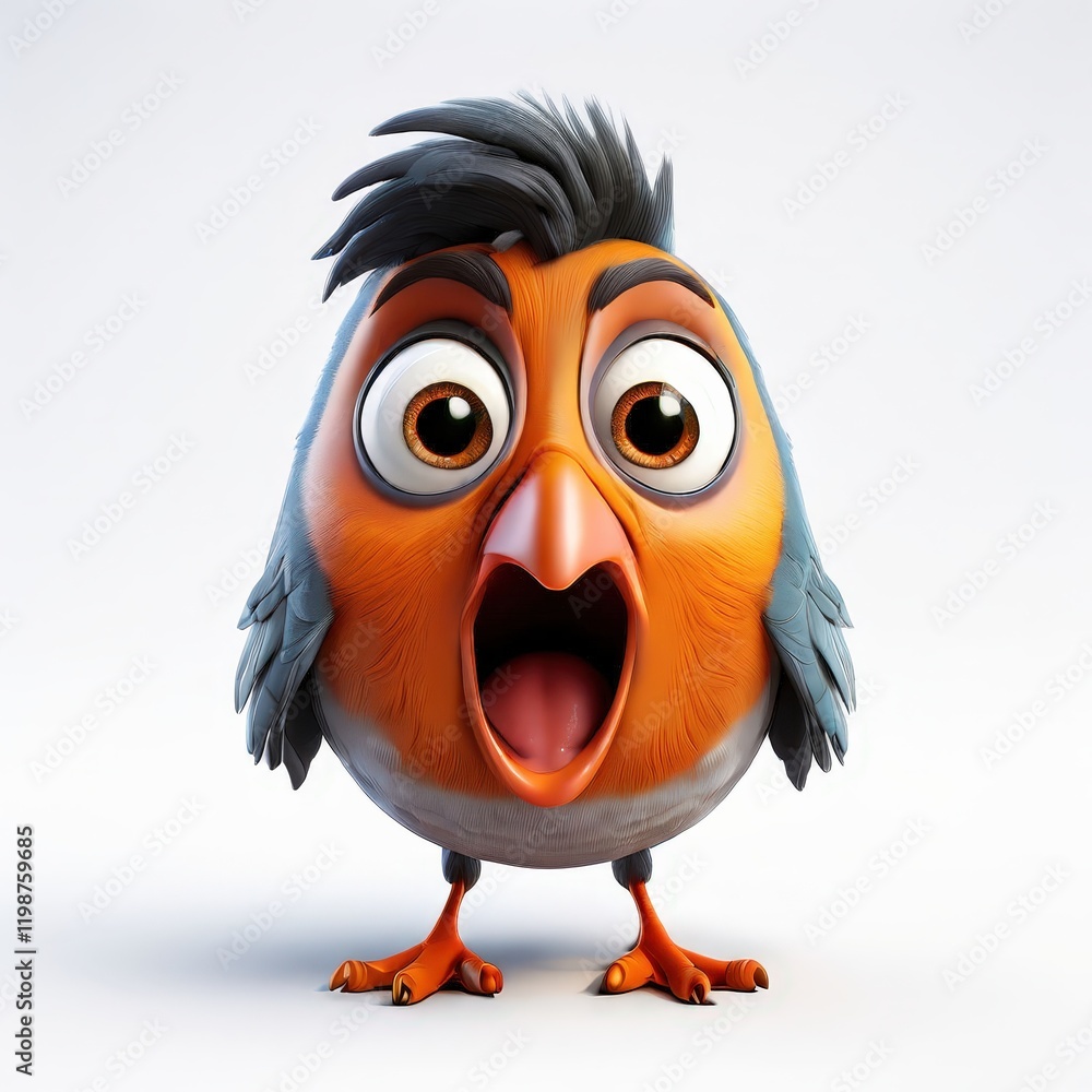 the AI Image Generator, Surprised Cartoon Bird Illustration With Bright the AI Image Generator, Surprised Cartoon Bird Illustration With Bright