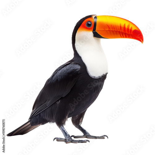 Vibrant Toucan Bird on transparent background.