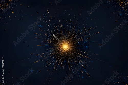 Abstract background with star Dark blue and gold particle Generative AI