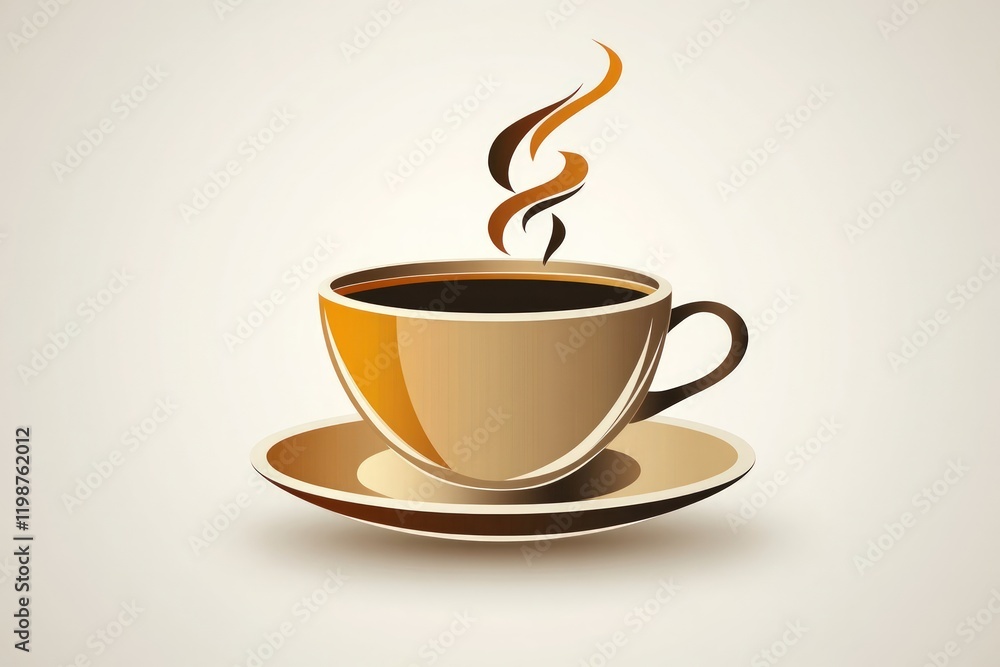 Obraz premium Steaming coffee cup on saucer.