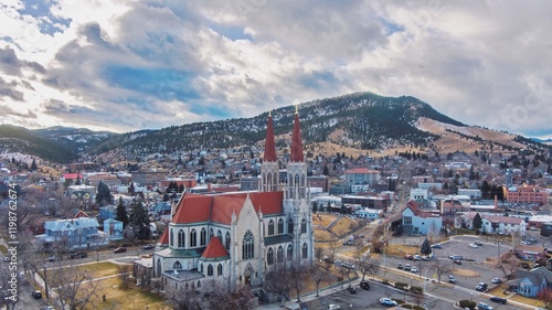 Obraz na płótnie Aerial view of Helena, Montana in December