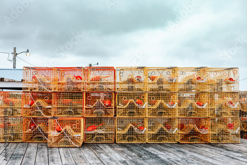 Stacked Yellow Crab Pots on Smith Island photo