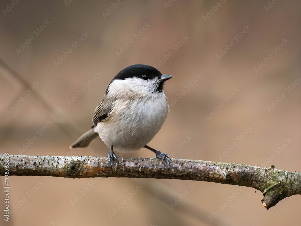 Obraz premium A Charming Coal Tit Perched on a Branch