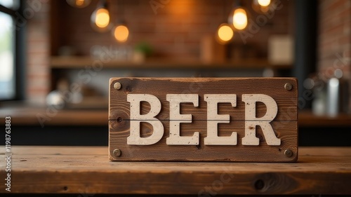 beer sign in a beer bar. photo