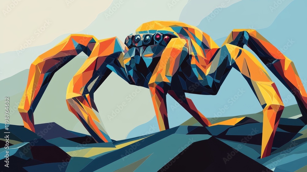 Fototapeta premium Abstract Polygonal Spider Artwork Depicting a Creature