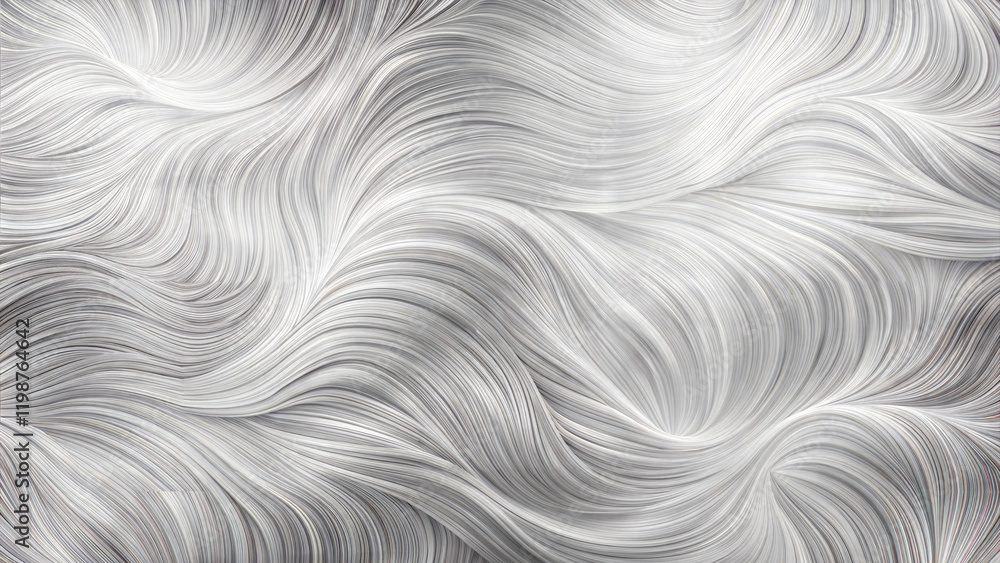 Obraz premium Silver Wavy Fur Close-Up, Fluid and Luxurious Textured Backgroun