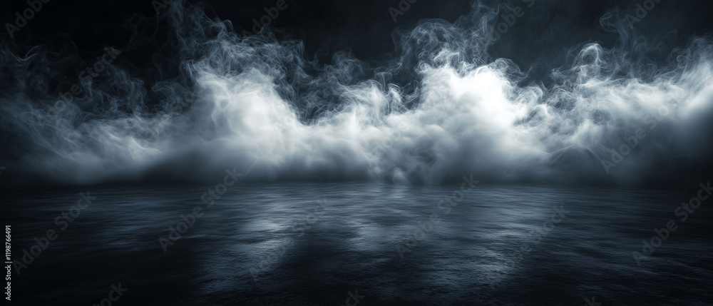 Misty Dark Scene: An atmospheric image of thick, swirling fog or smoke engulfing a dark, mysterious landscape, creating an eerie and enigmatic mood. The scene is dimly lit. Misty Dark Scene: An atmospheric image of thick, swirling fog or smoke engulfing a dark, mysterious landscape, creating an eerie and enigmatic mood. The scene is dimly lit.