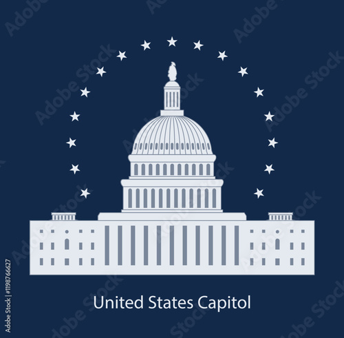 vector icon of united states capitol hill building washington dc, american congress dome symbol design. white house