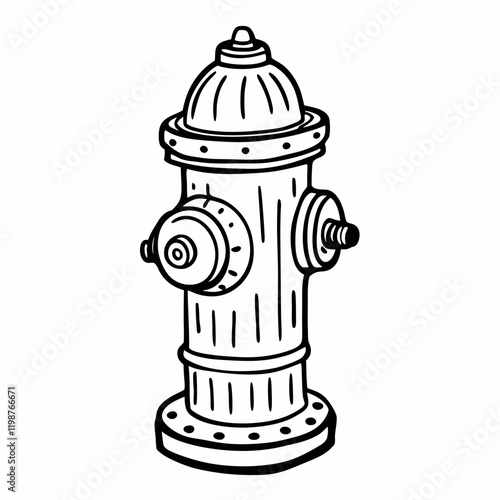 Black and White Outline of a Classic Fire Hydrant Vector Illustration