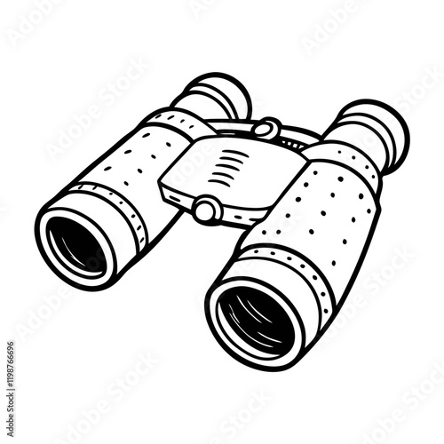 Hand Drawn Vintage Binoculars Vector Illustration in Black and White