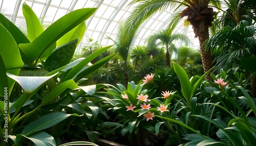 a greenhouse filled with lots of plants and trees