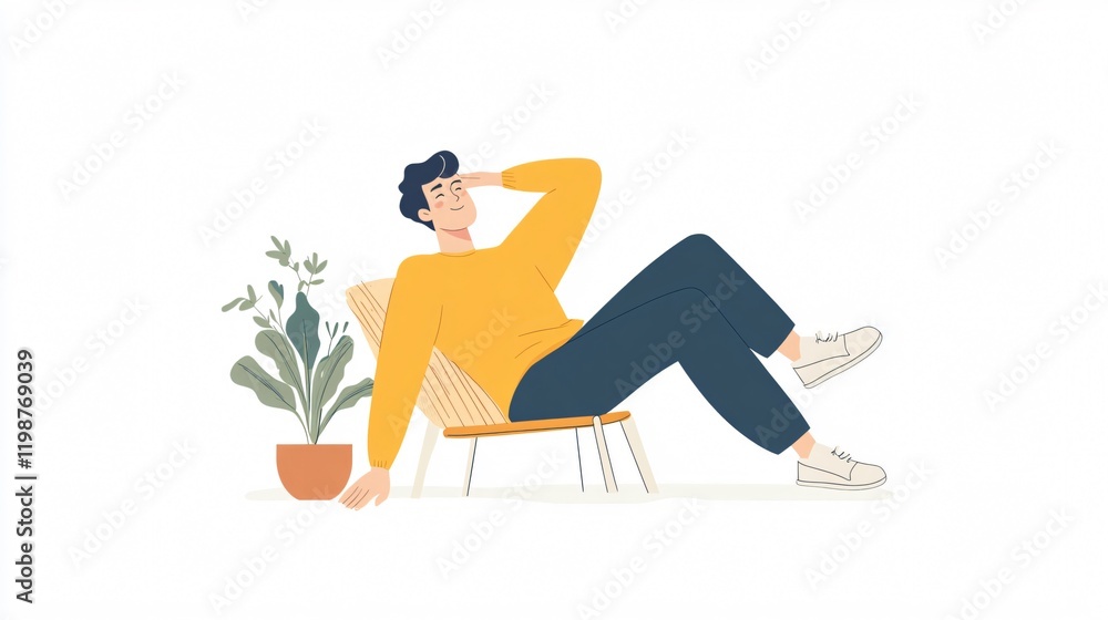 Obraz premium Chilling relaxed person sitting on a chair