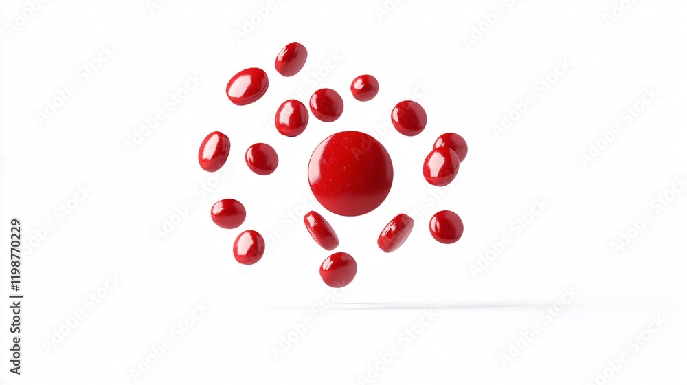 A Microscopic Dance of Crimson Disks: Exploring the Intricate World of Blood Cells in a Stunning 3D Render