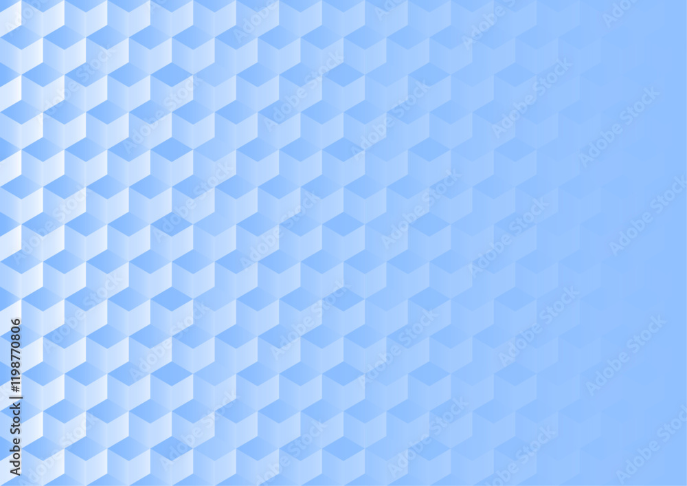 Fototapeta premium 青グラデーション抽象的立方体模様背景イラスト